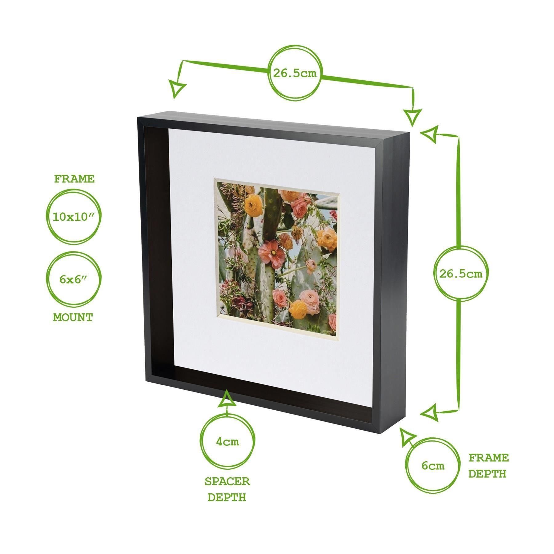 Nicola Spring 3D Deep Box Photo Frames - 10 x 10" with 6 x 6" Mount - White Mount - Pack of 5 4