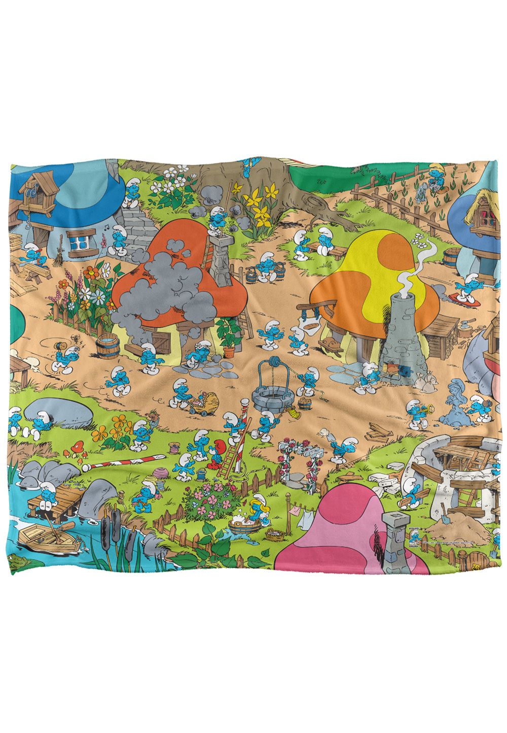 The Smurfs Smurf Village Silky Touch Super Soft Throw Blanket 152 X 127 cm in White