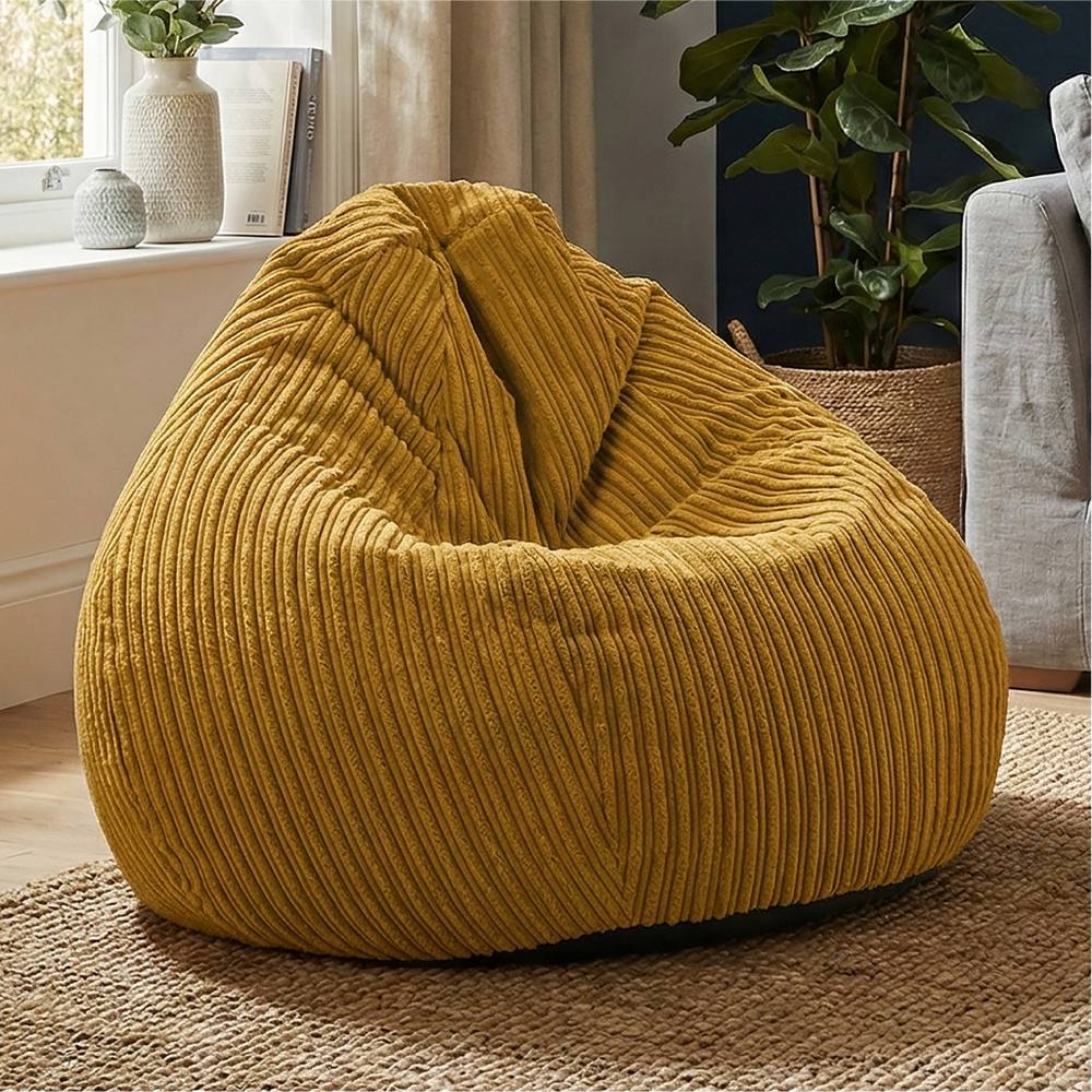 rucomfy Beanbags rucomfy Jumbo Cord Slouchbag - Indoor Classic Bean Bag for Adults in Mustard