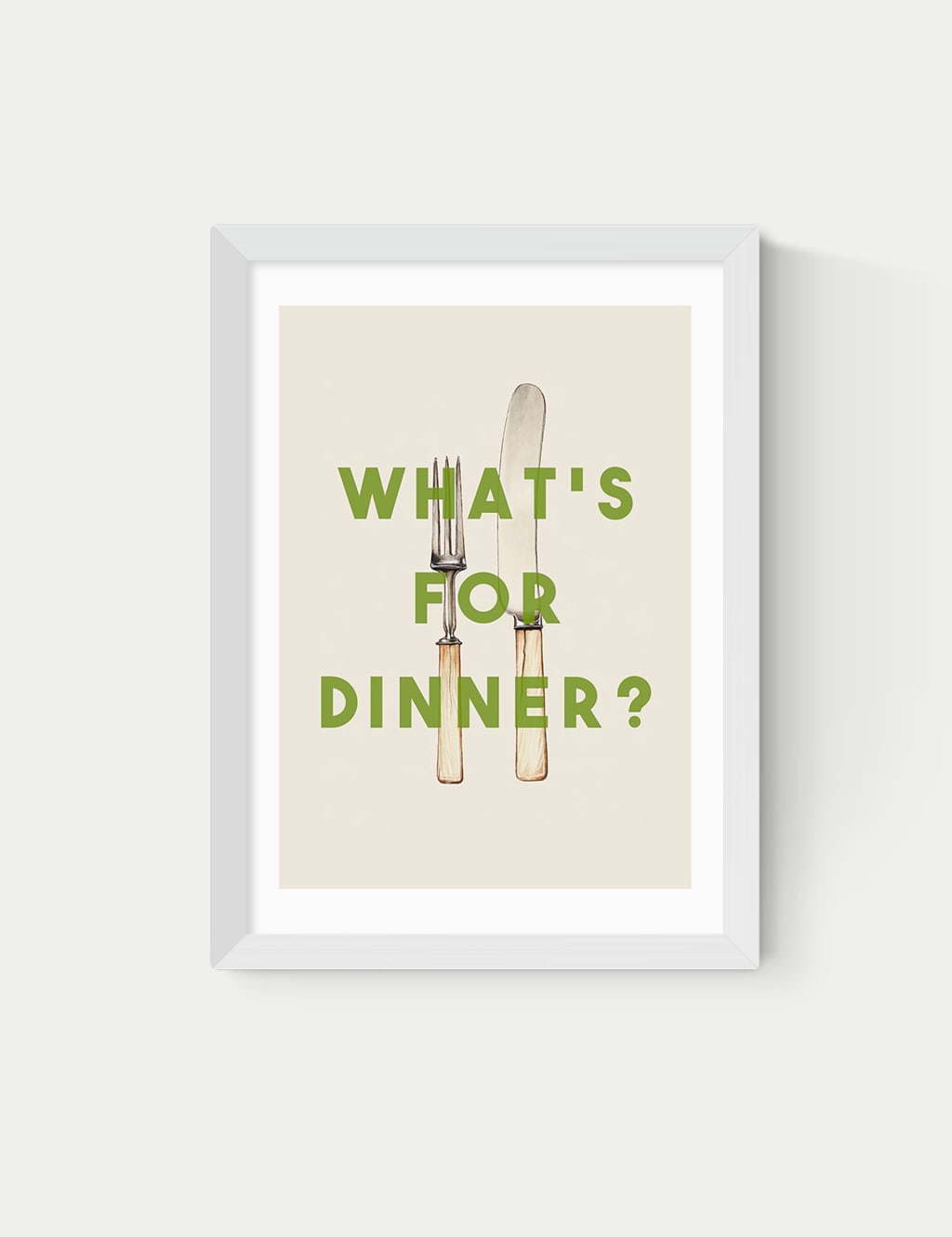East End Prints What's For Dinner Framed Art White
