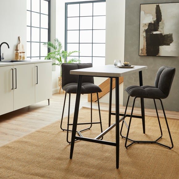 Zuri 2 Seater Rectangular Bar Table, Grey Concrete Effect