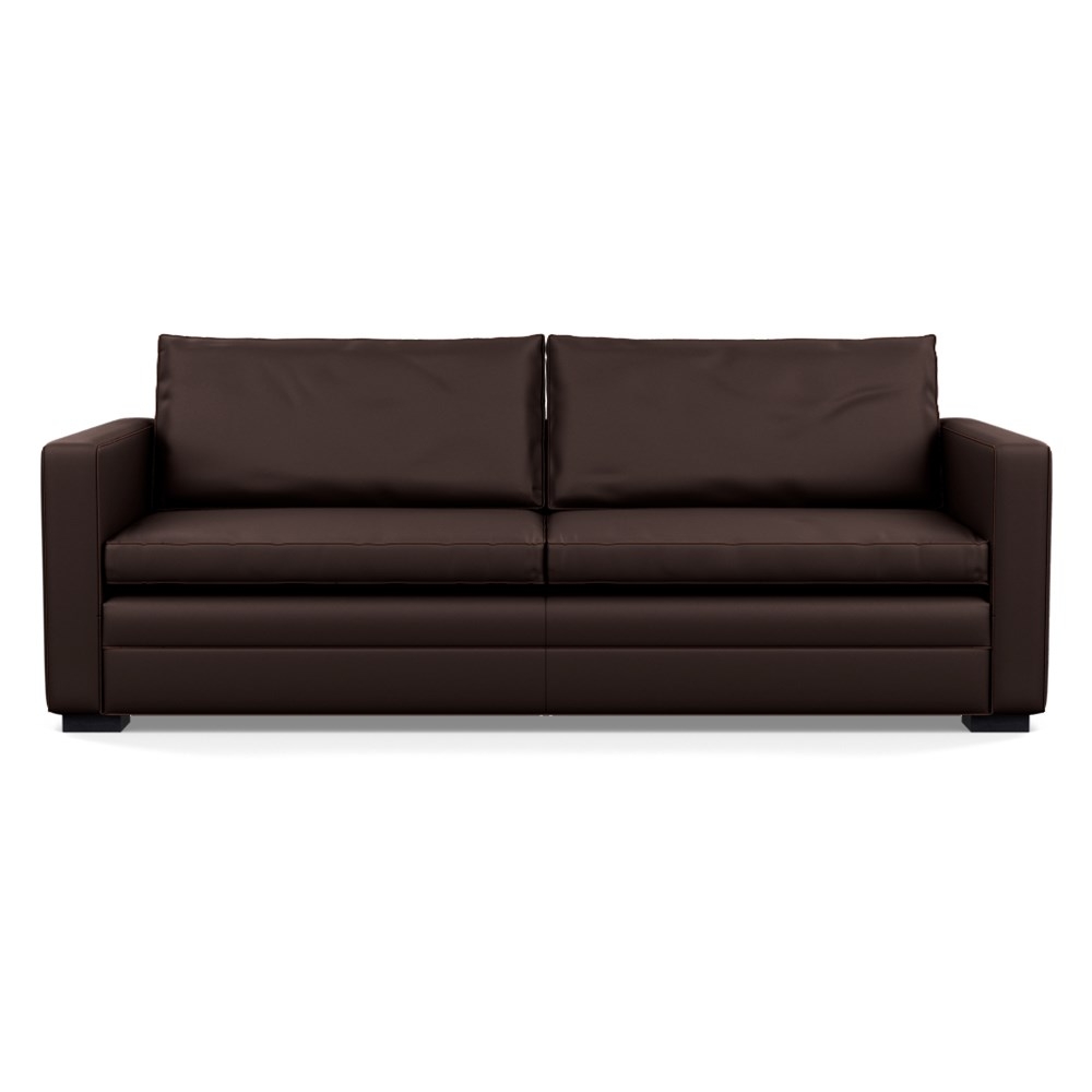 Heal's Palermo 4 Seater Sofa Leather Grain Chocolate 066 Black Feet