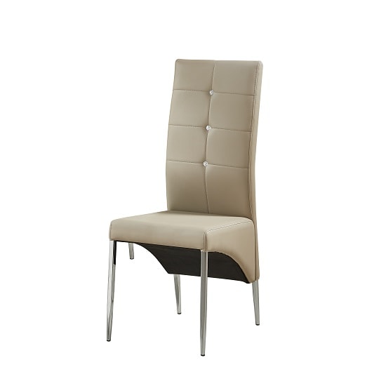 Vesta Studded Dining Chair In Taupe Faux Leather