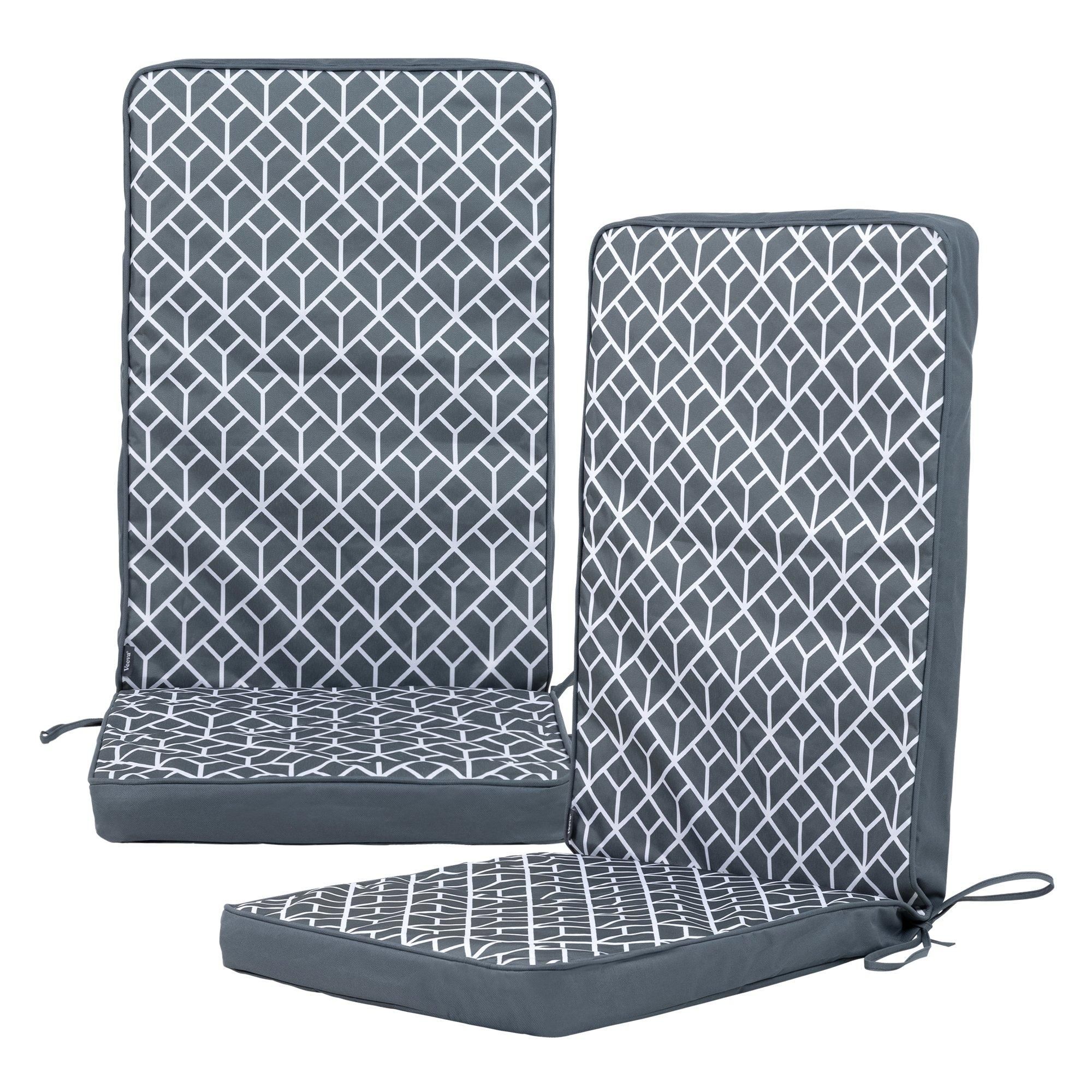 icon Outdoor High Back Seat Cushion Set of 2 in Charcoal
