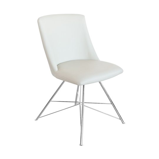 Bexley Cream Leather Dining Chair With Slick Metal Frame