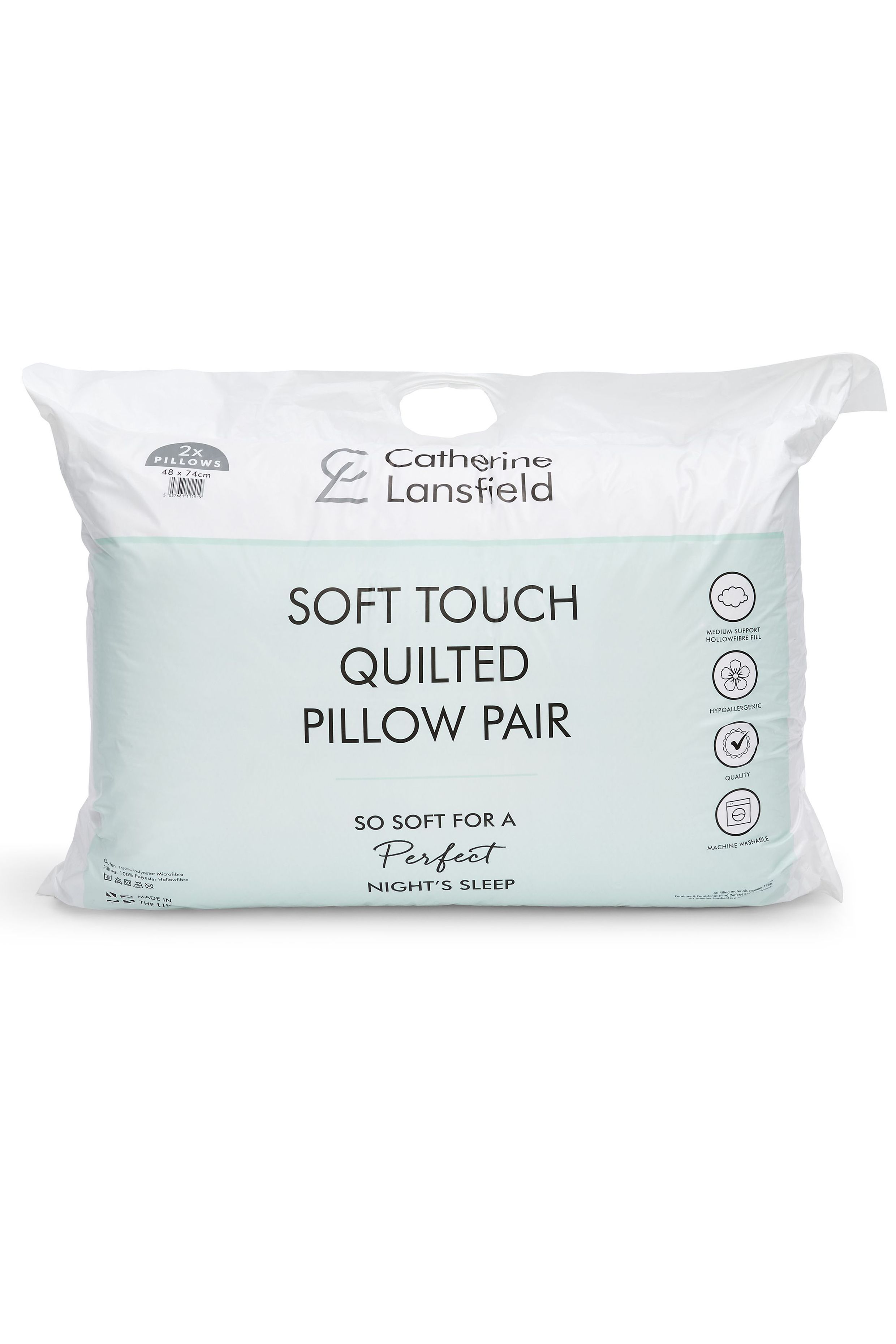 Catherine Lansfield 'Luxury Quilted Comfort' Embossed Pillow Pair in White 5