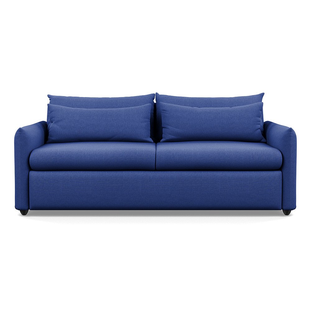 Heal's Pillow 4 Seater Sofa Brushed Cotton Cobalt Black Feet