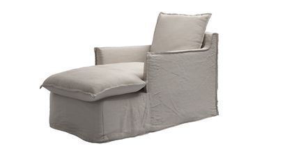 Isaac Chaise Armchair in Stone Brushed Linen Cotton - sofa.com