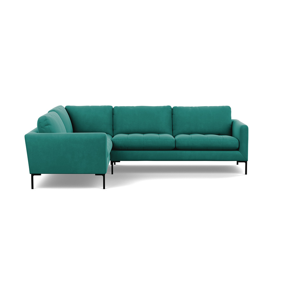 Heal's Eton Left Hand Facing Corner Sofa Smart Velvet Green Black Feet
