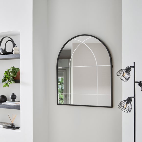 Cora Arched Etched Window Indoor Outdoor Wall Mirror