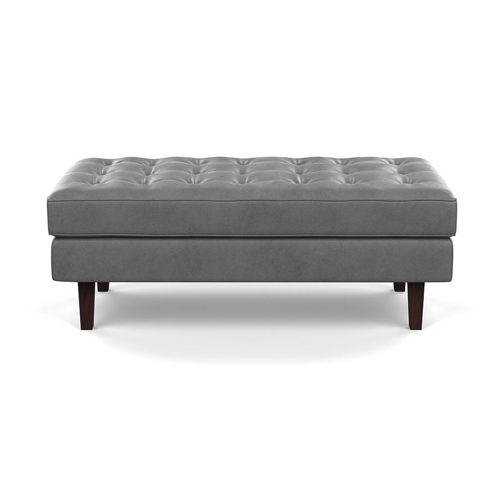 Heal's Hepburn Ottoman Daino Leather Steel Black Feet