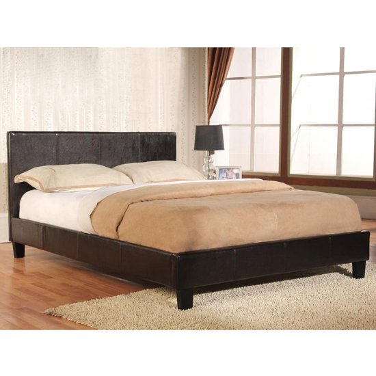 Haven Faux Leather Single Bed In Brown