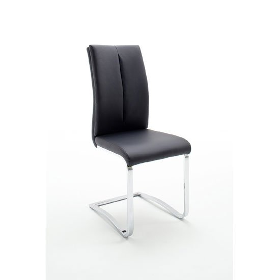 Tavis Metal Swinging Black Faux Leather Dining Chair