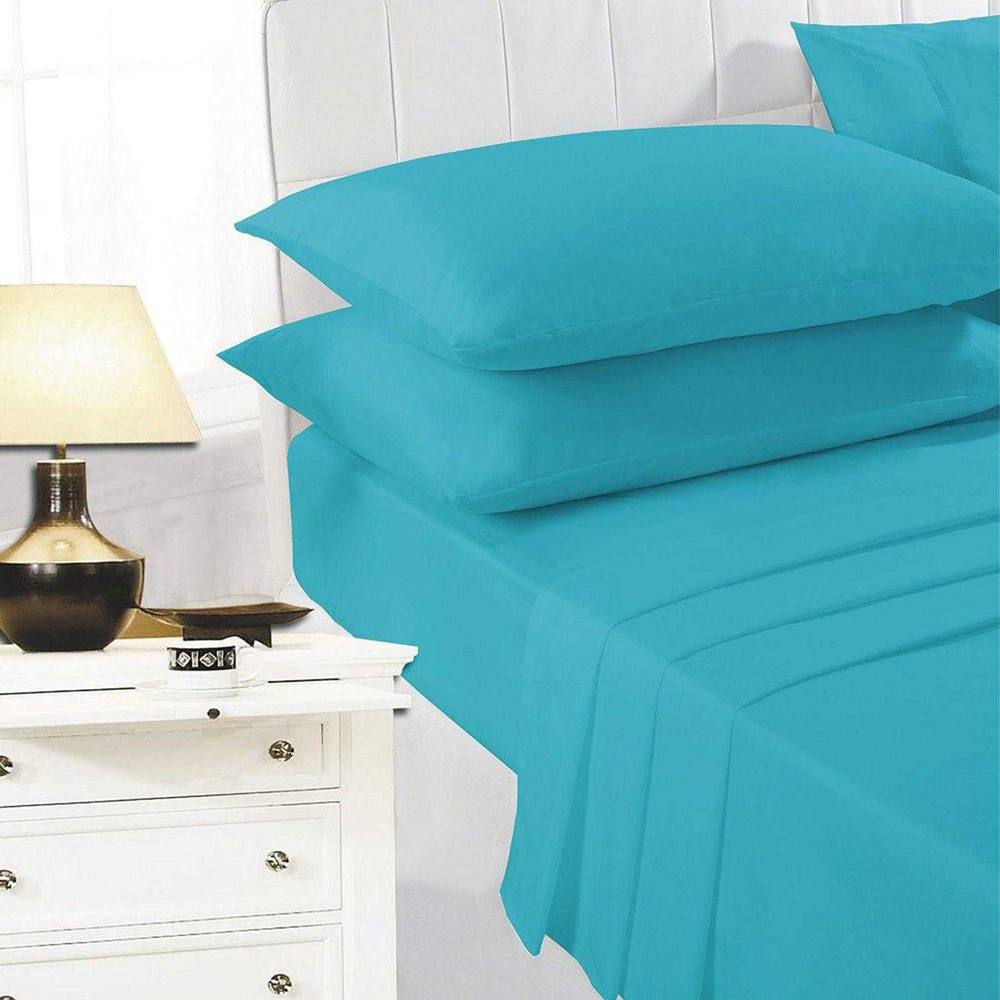 K Collection Percale Percale Fitted Sheet in Teal