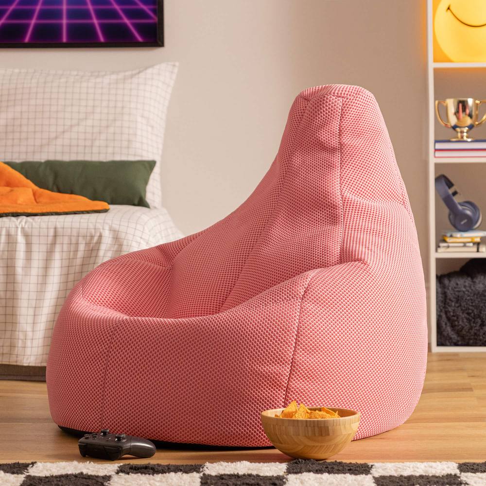 icon Gaming Performance Mesh Recliner Bean Bag in Pale Pink