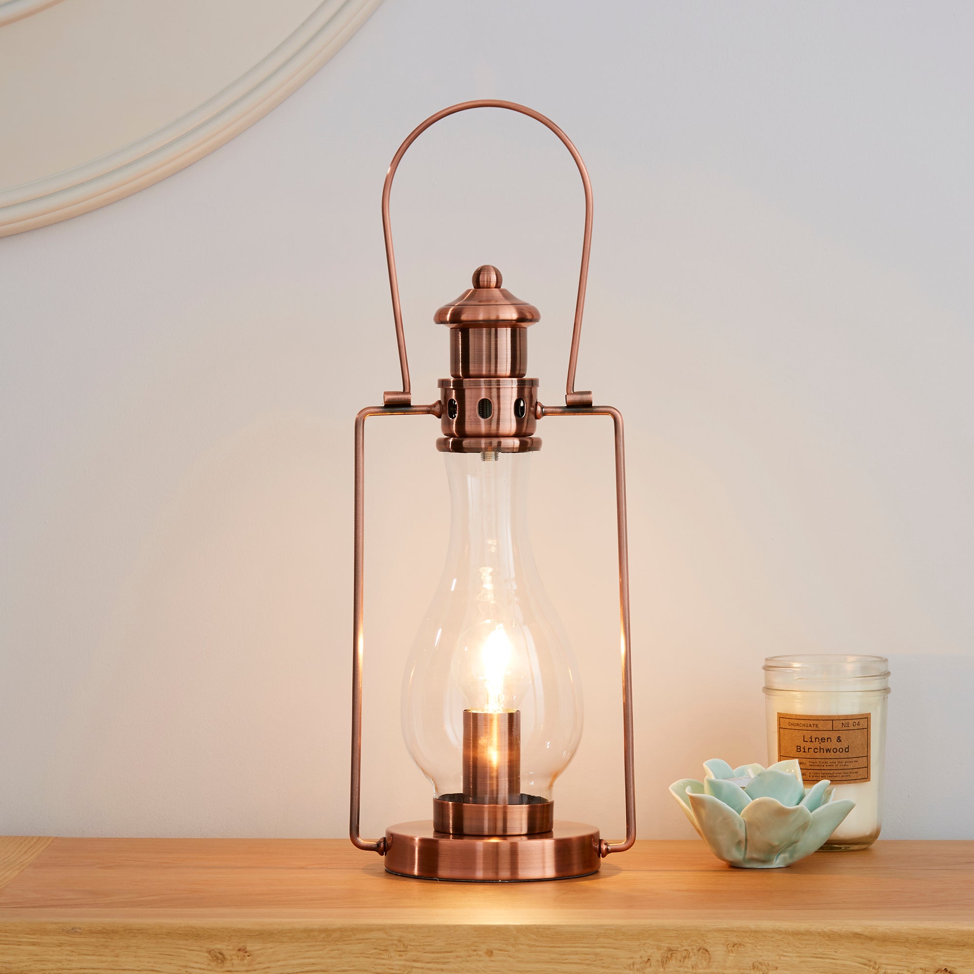 Horse Lantern Copper Table Lamp Copper
