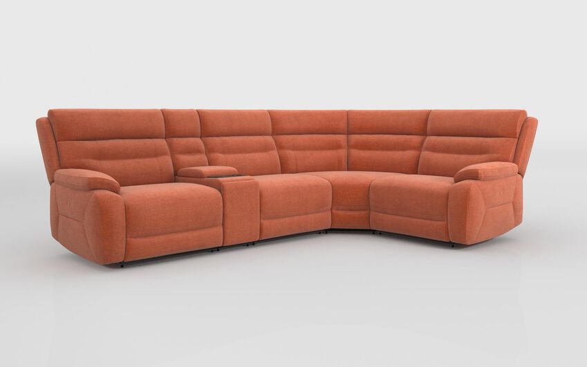 Orange Fabric Fenton 3 Corner 1 Sofa with Media Console