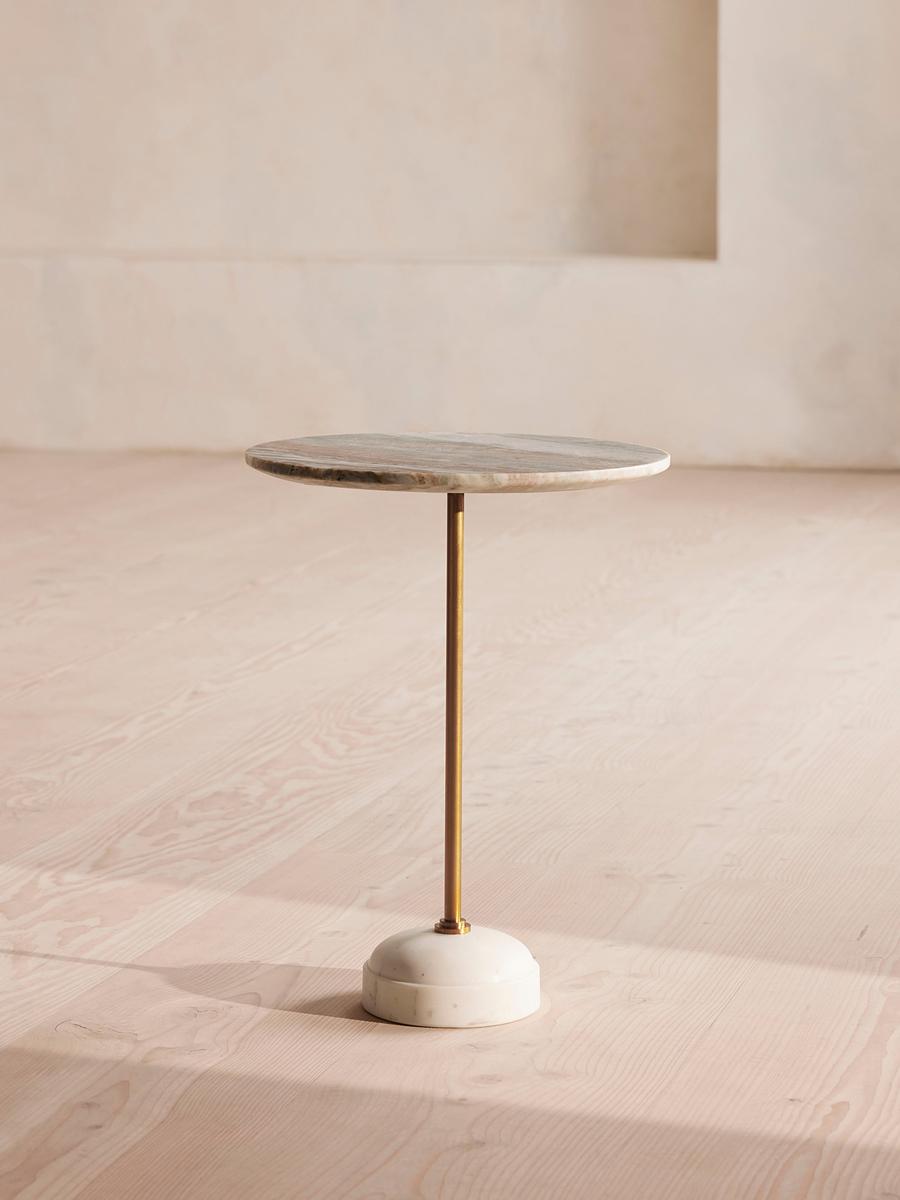 Fleet Side Table, Medium, Terra Bianca Marble