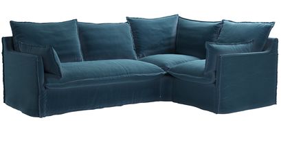 Isaac Asym: LHF 2 Seat Sofabed w RHF Single in Seaweed Smart Cotton - sofa.com