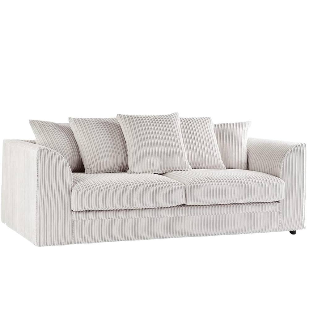 Bliss Furniture Jumbo Cord Dylan 3-Seater Scatter Back Sofa in Cream