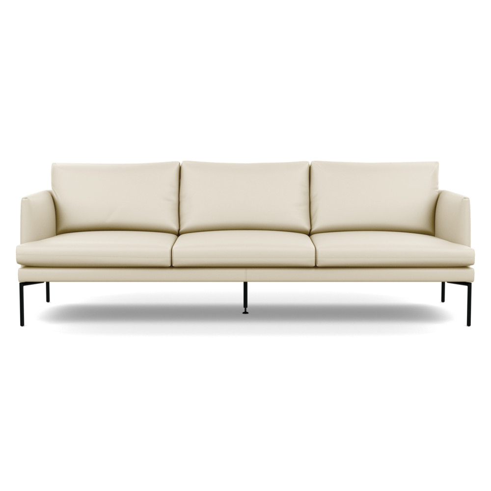Heal's Matera 4 Seater Sofa Leather Grain Storm 006 Black Feet