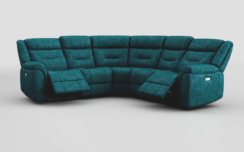 Blue Fabric Ainsdale 2 Corner 2 Power Sofa