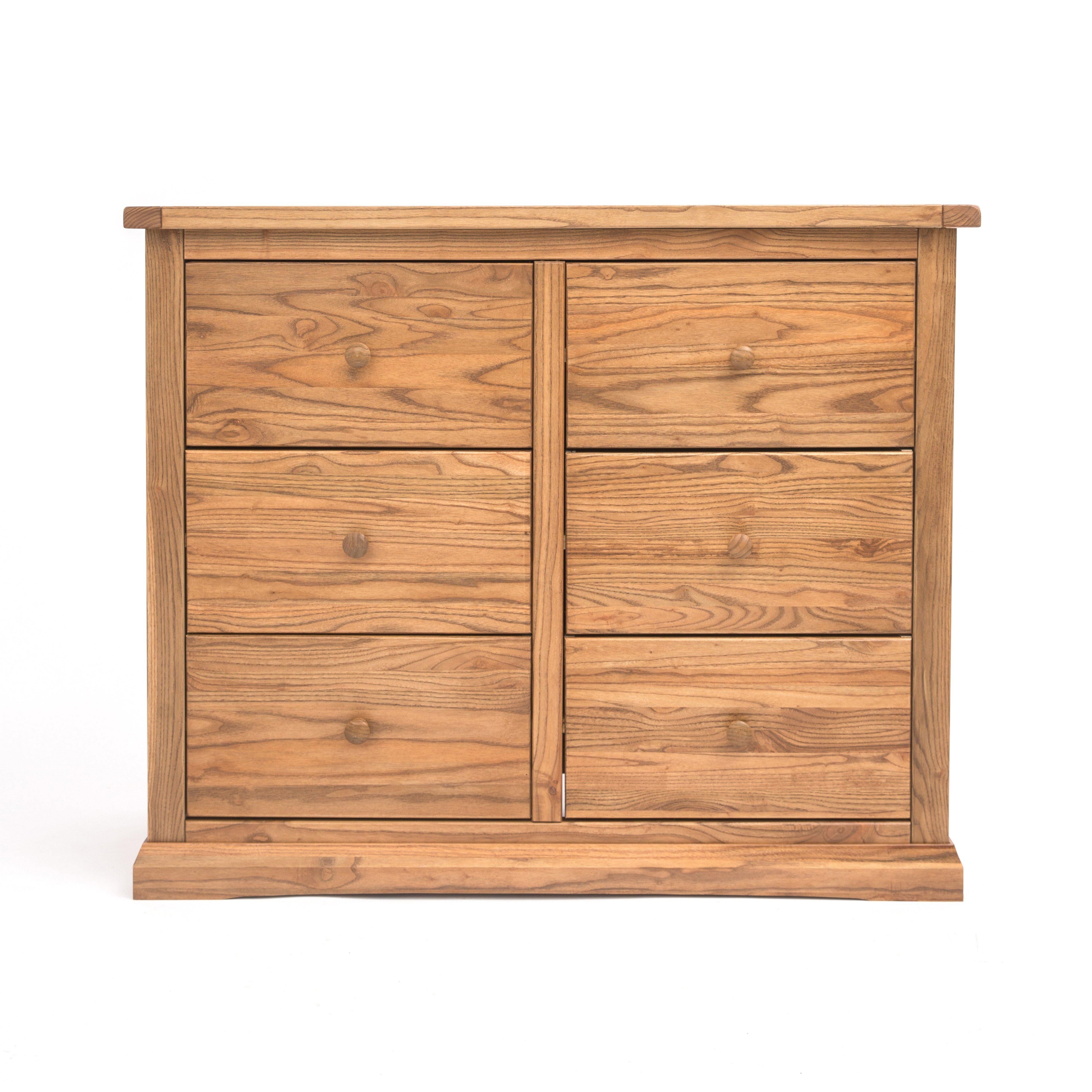 Cabinet Bits Salerno 6 Drawer Chest of Drawers Wood Knob in Natural