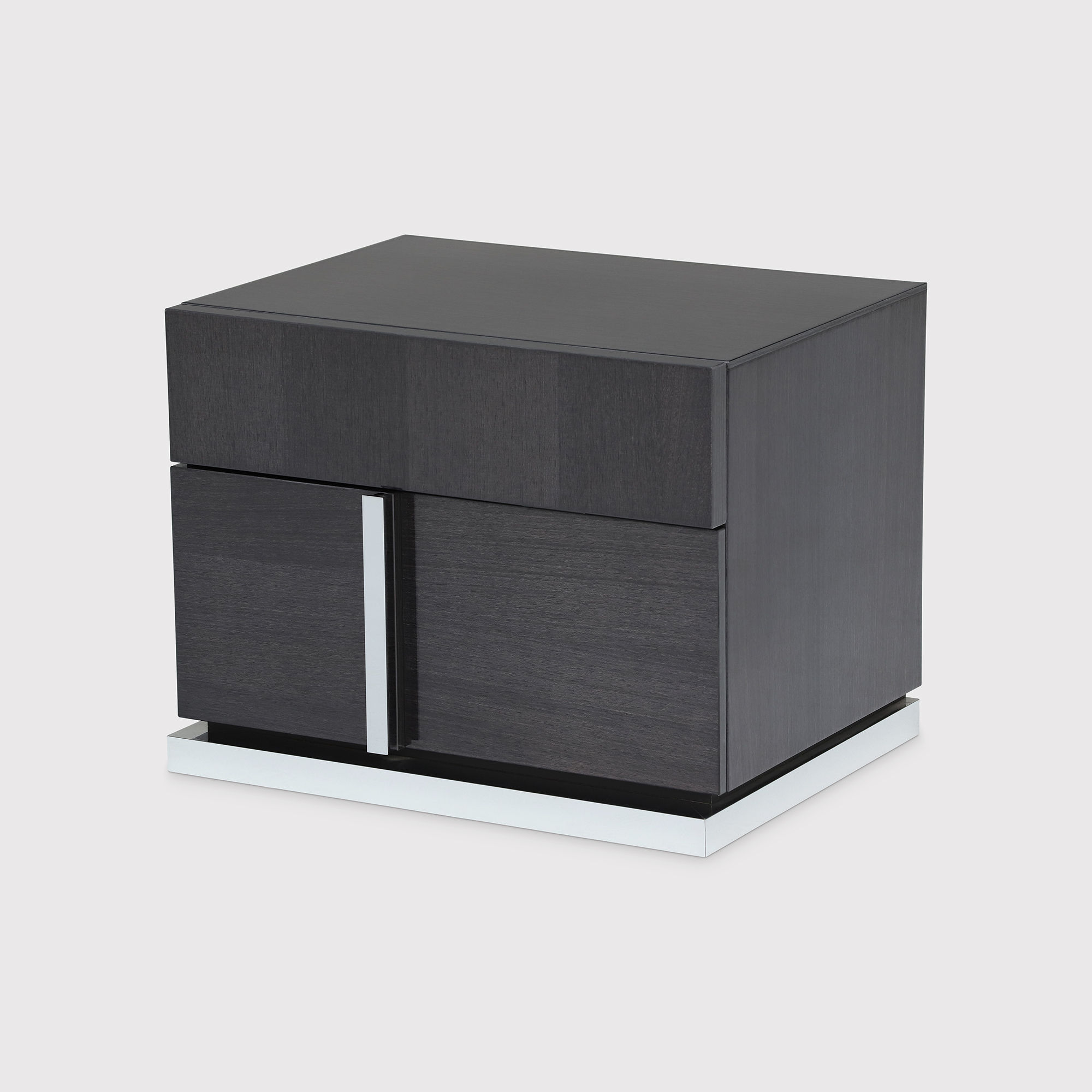 Borgia Right 2 Drawer Night Stand, Grey Gloss | Barker & Stonehouse