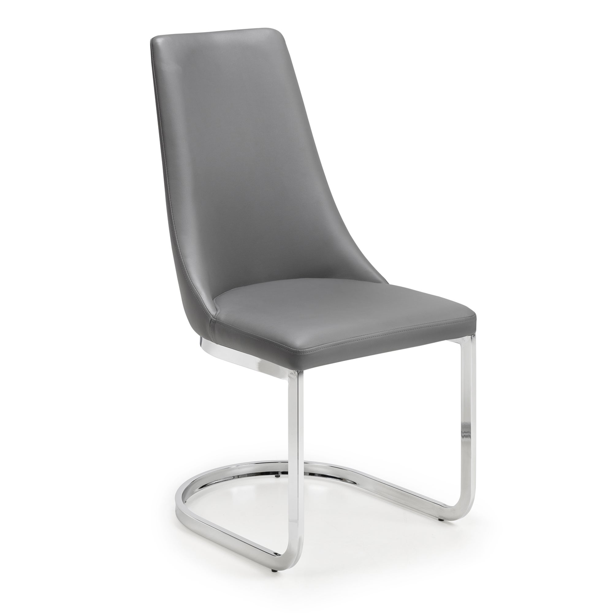 Como Set of 2 Dining Chairs, Grey Faux Leather