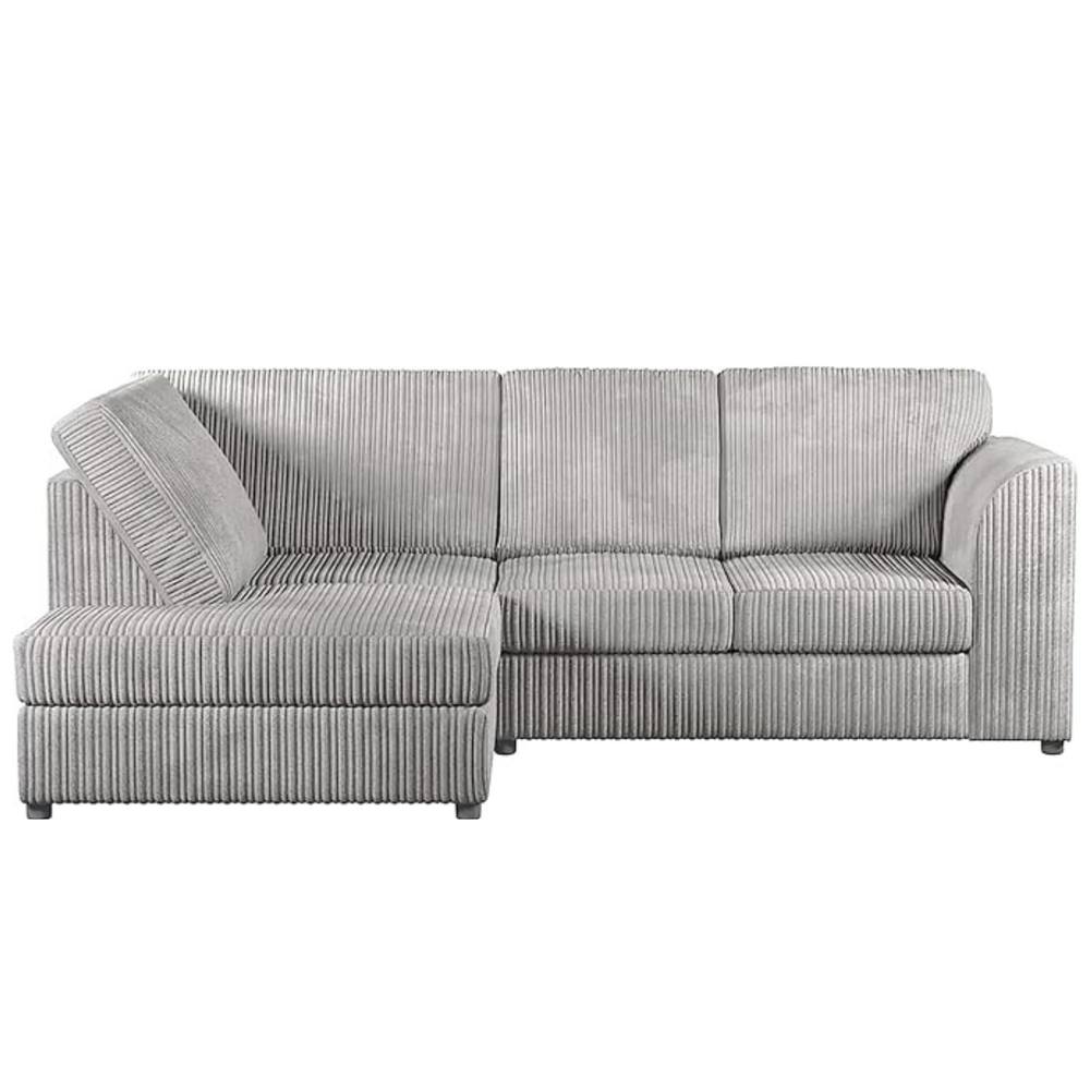 Bliss Furniture Jumbo Cord High Back Left Hand 4 Seater Corner Sofa in Silver
