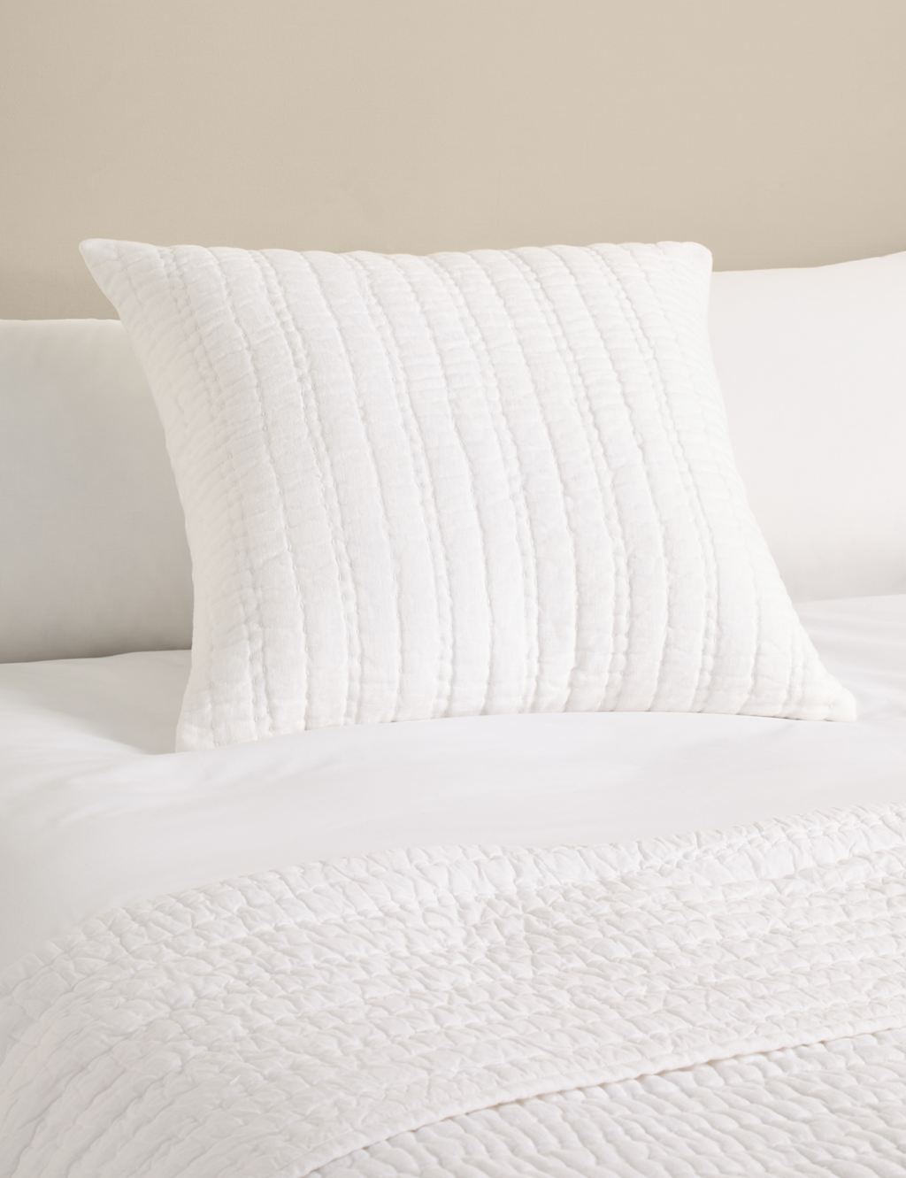 M&S Pure Linen Textured Large Decorative Cushion White