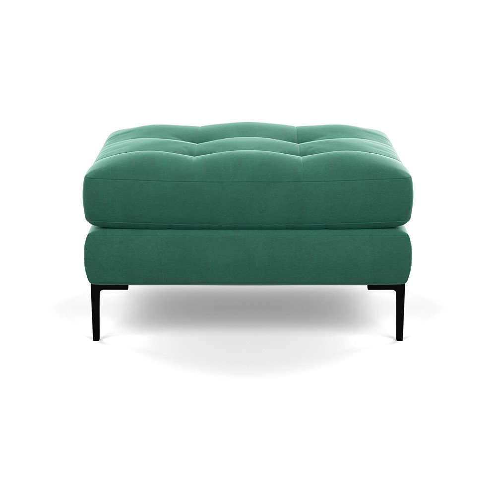 Heal's Eton Footstool Smart Velvet Sea foam Black
