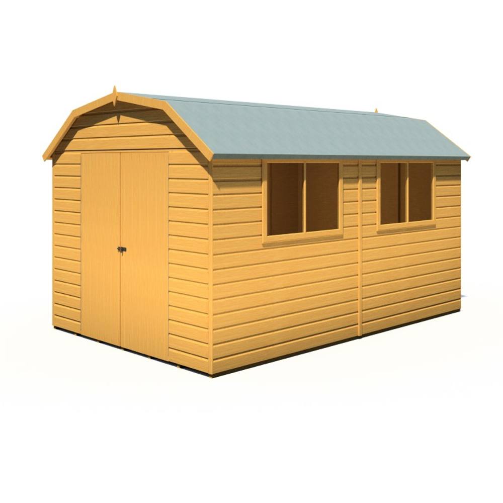 Shires Barn 12x8 DD Premium Sheds - L257.4 x W371.4 x H225.6 cm in Light Tan 4