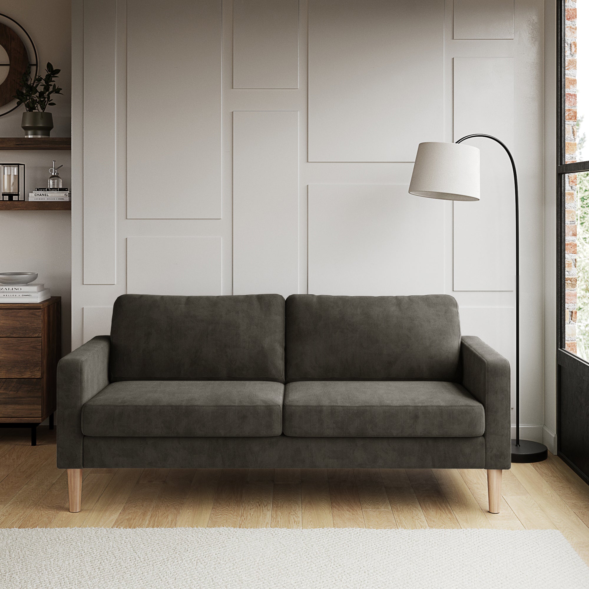 Jacob Cord 3 Seater Sofa Charcoal
