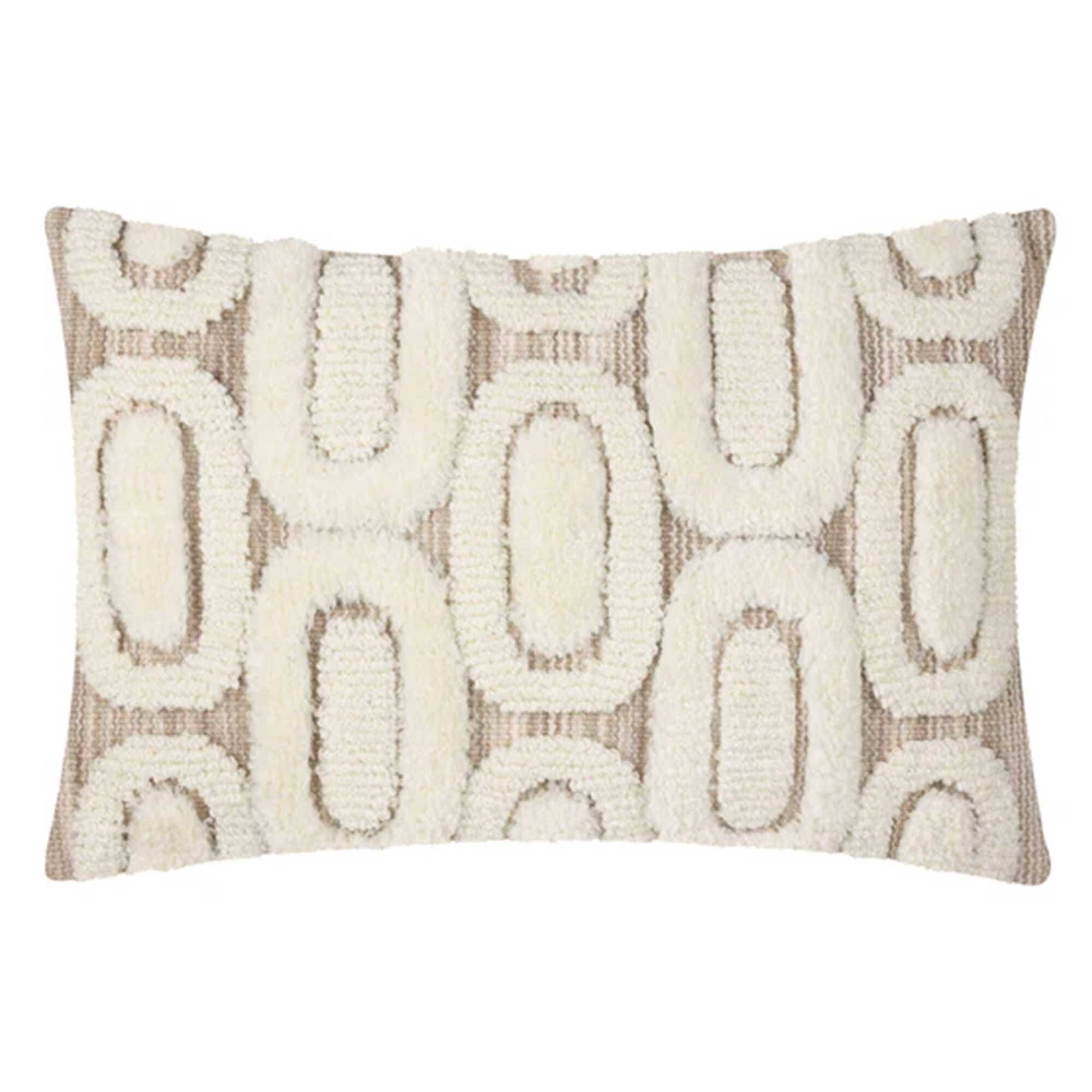 Natural Oval Patterned Cushion, Square, Neutral Polyester | Barker & Stonehouse