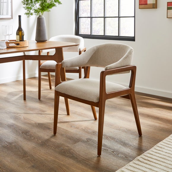 Hugh Dark Stained Dining Chair, Fabric