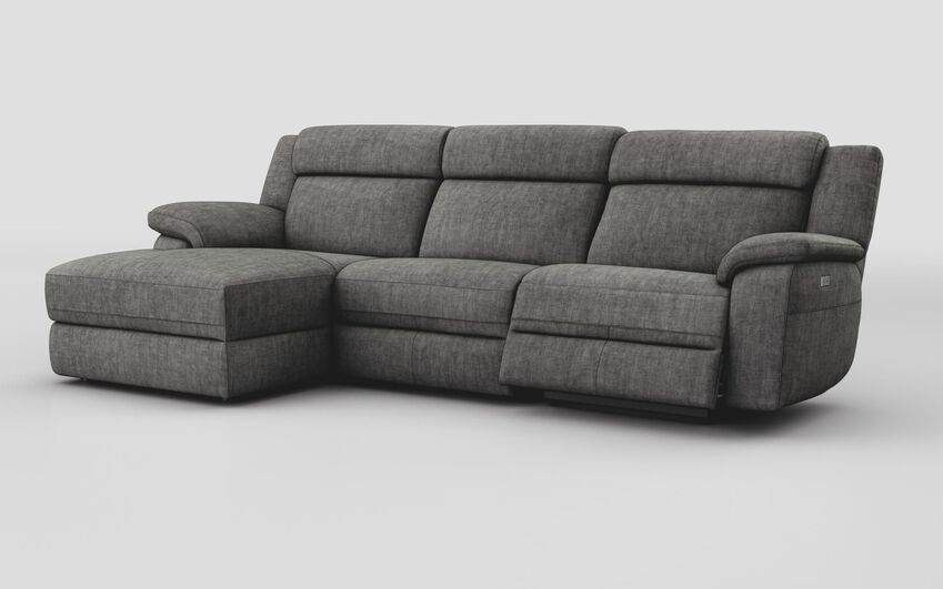 Black Fabric Sarsina 3 Seater Sofa Right Hand Facing Power & Left Hand Facing Lounger
