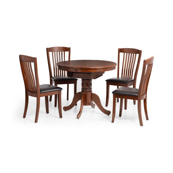 Canterbury 4-6 Seater Round to Oval Dining Table with 4 Chairs, Brown