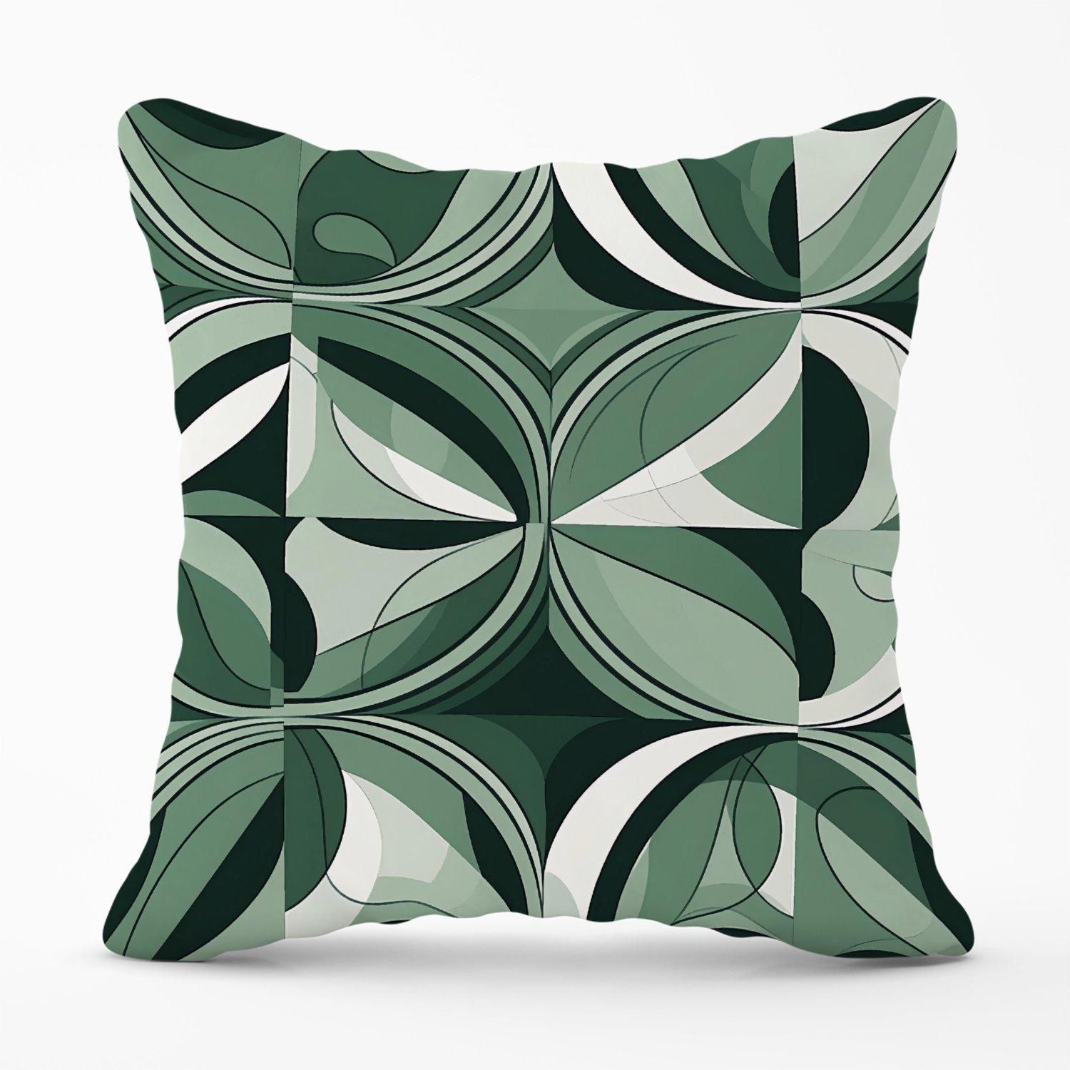 Warren Reed - Designer Geometric Green Black Outdoor Cushion