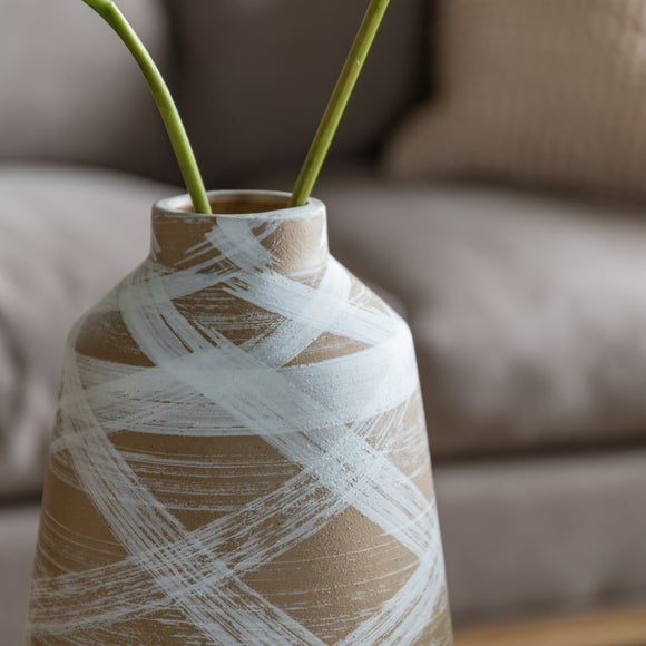 Hurne Reactive Striped Brown Stoneware Vase 3