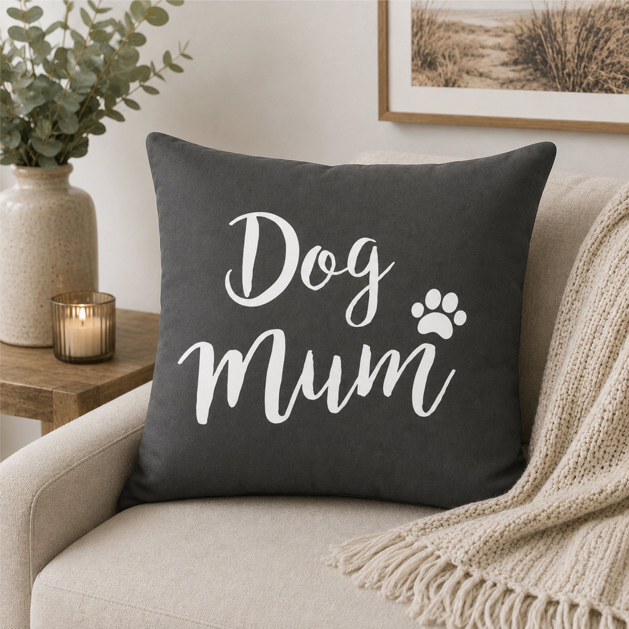 60 SECOND MAKEOVER Dog Mum Cushion Cover 16" x 16" in Grey