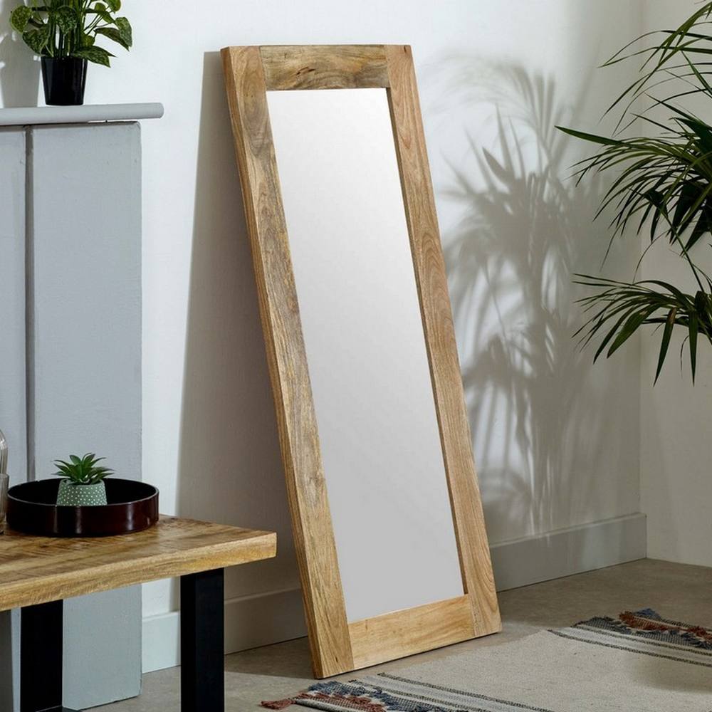 Indian Hub Surrey Framed Mirror Extra Long - Solid Mango Wood in Brown