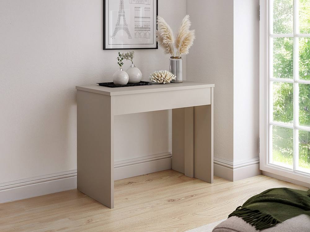 Vente-unique Extendable Console Dining Table Seats 12 - 6 Extensions - Beige