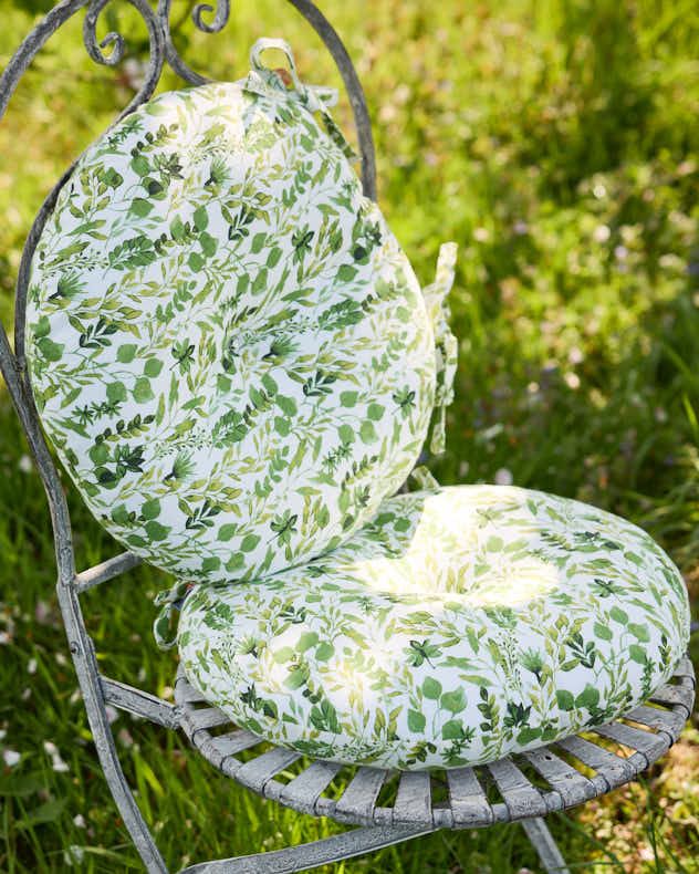 Dibor Set of 4 Green Round Summer Outdoor Garden Chair Seat Pad Cushions Dia 40cm