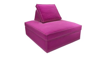 Harry Large Pouffe with bolster cushion in Peony Cotton Matt Velvet - sofa.com