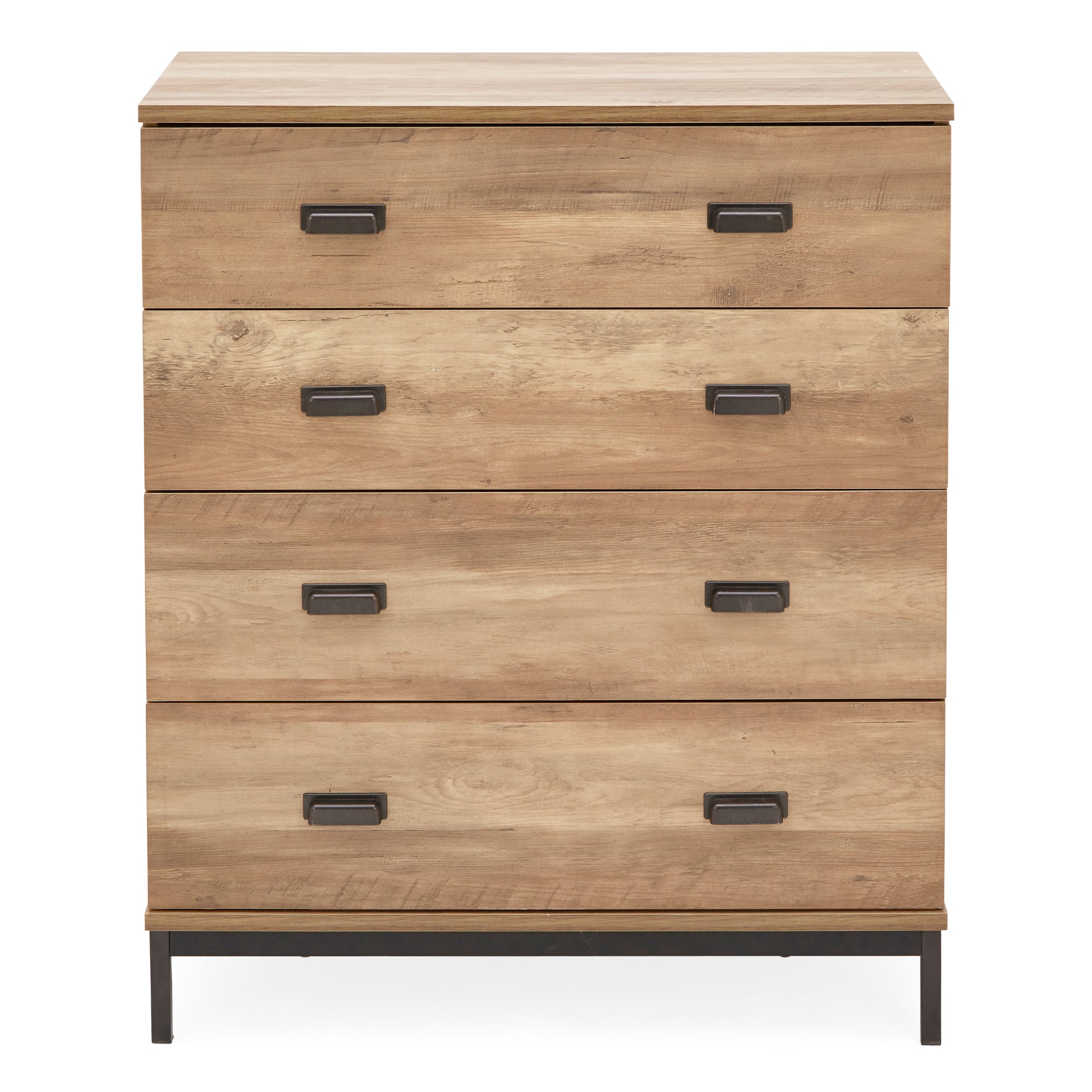 Fulton Oak Effect 4 Drawer Chest Brown