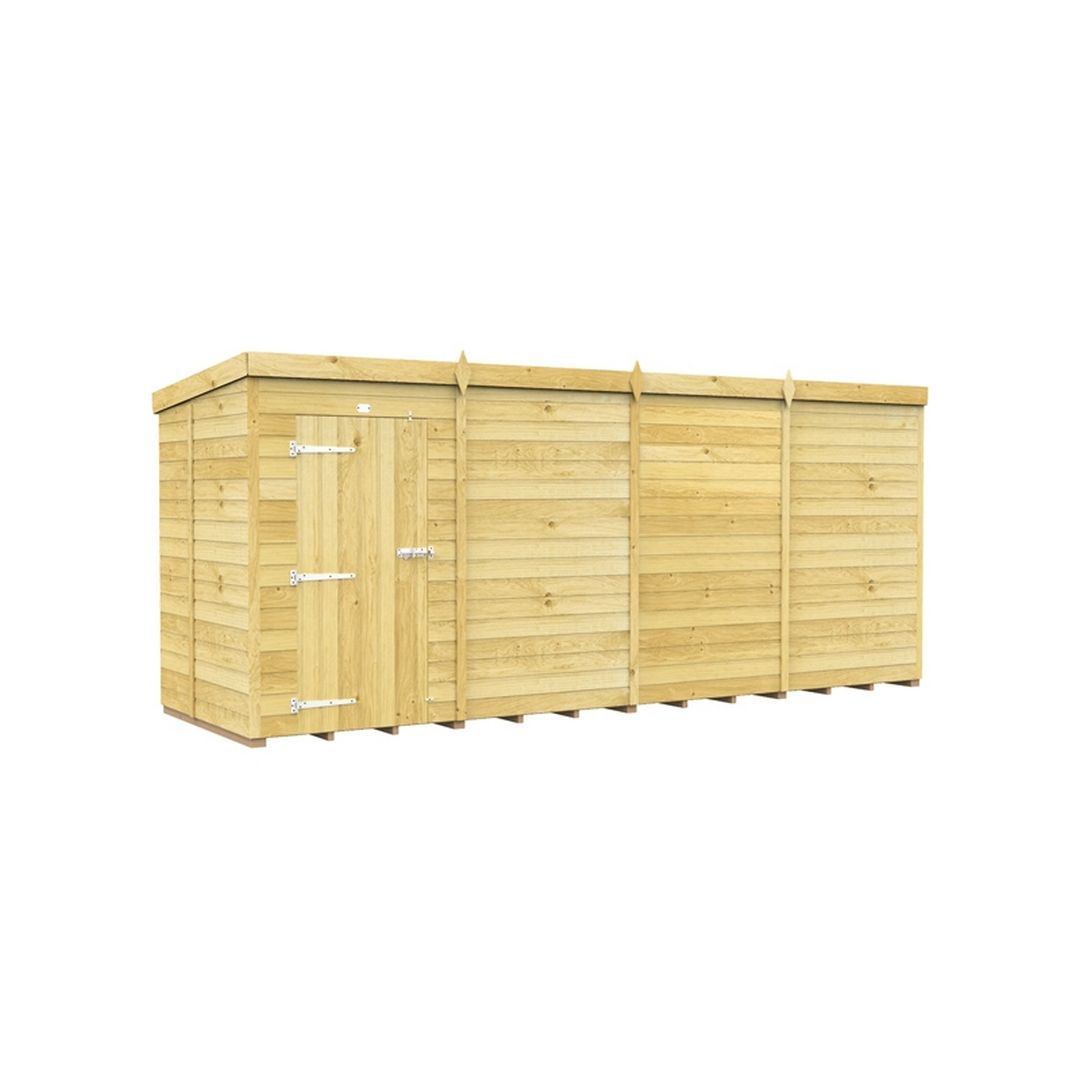 Buttercup Farm 16 x 5 Feet Pent Shed - Single Door W/O Window - L147 x W474 x H201 cm in Brown