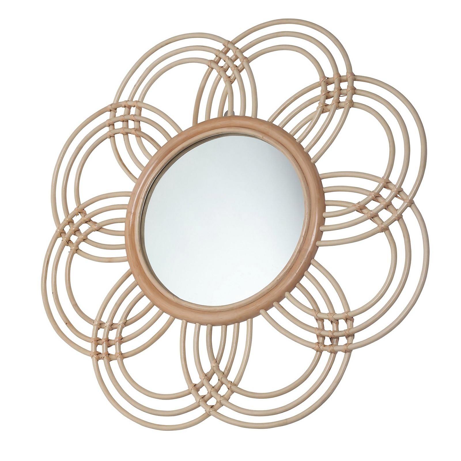 Natural Sunflower Rattan Wall Mirror