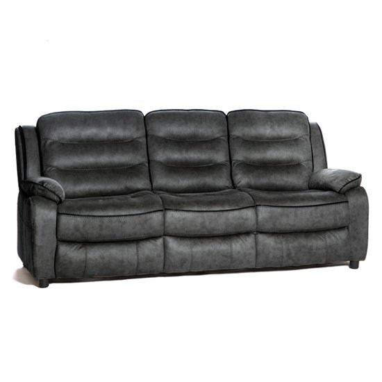 Lovell Fabric Recliner 3 Seater Sofa In Grey