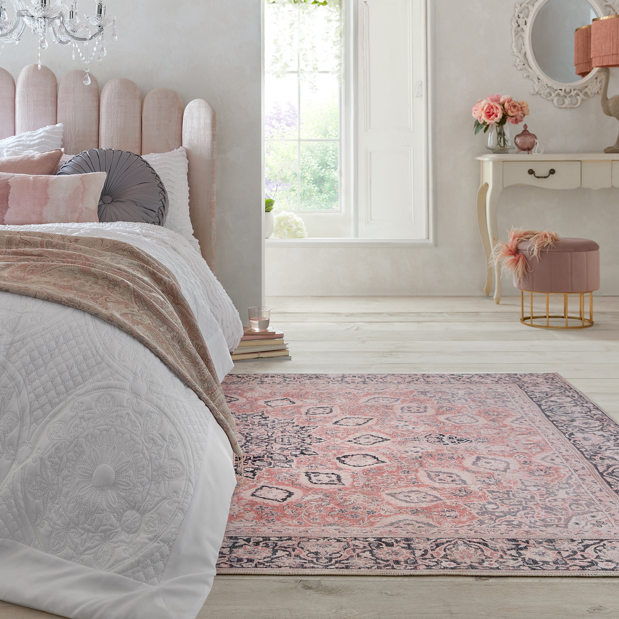 Somerton Washable Rug Pink